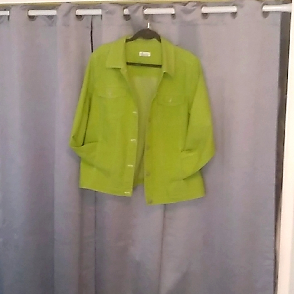 Green denim jacket